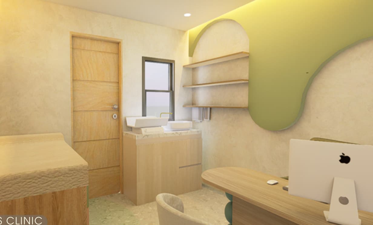 Pediatrics clinic soft green interiors