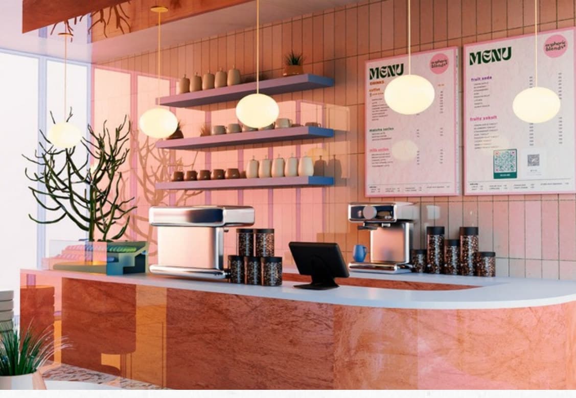 Café service counter perspective