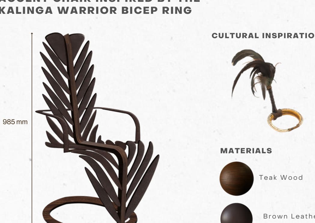 Accent chair inspired by Kalinga warrior bicep ring