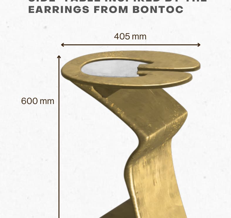 Brass side table inspired by Bontoc earrings